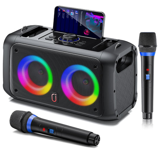 JYX Karaoke Machine with 2 Wireless Microphones – Black, Unboxed