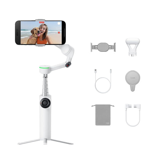Insta360 Flow 2 Pro Creator Bundle - Foldable Phone Gimbal (White) | Open Box Good