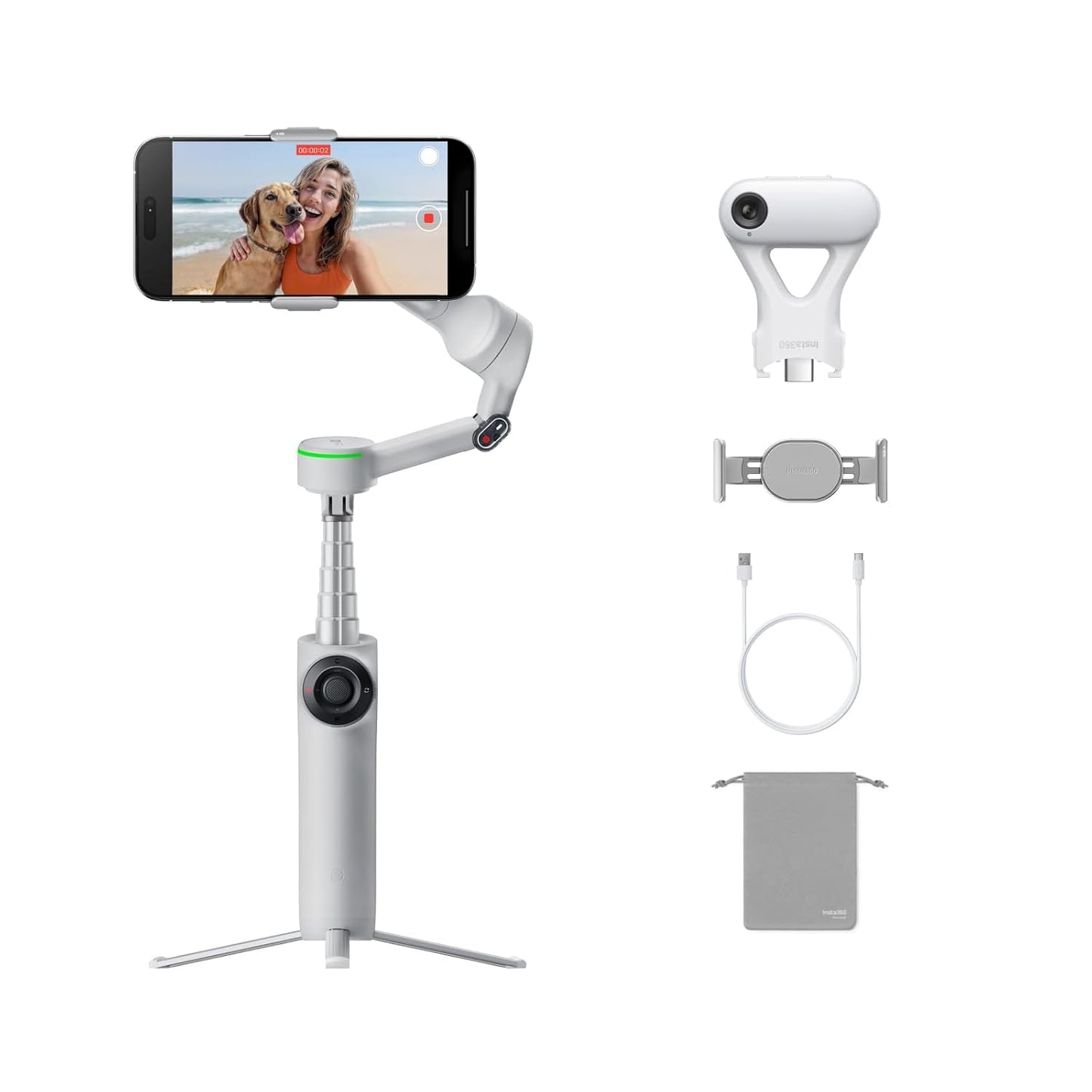 Insta360 Flow 2 Pro AI Tracker Bundle - Foldable Phone Gimbal | Open Box Good