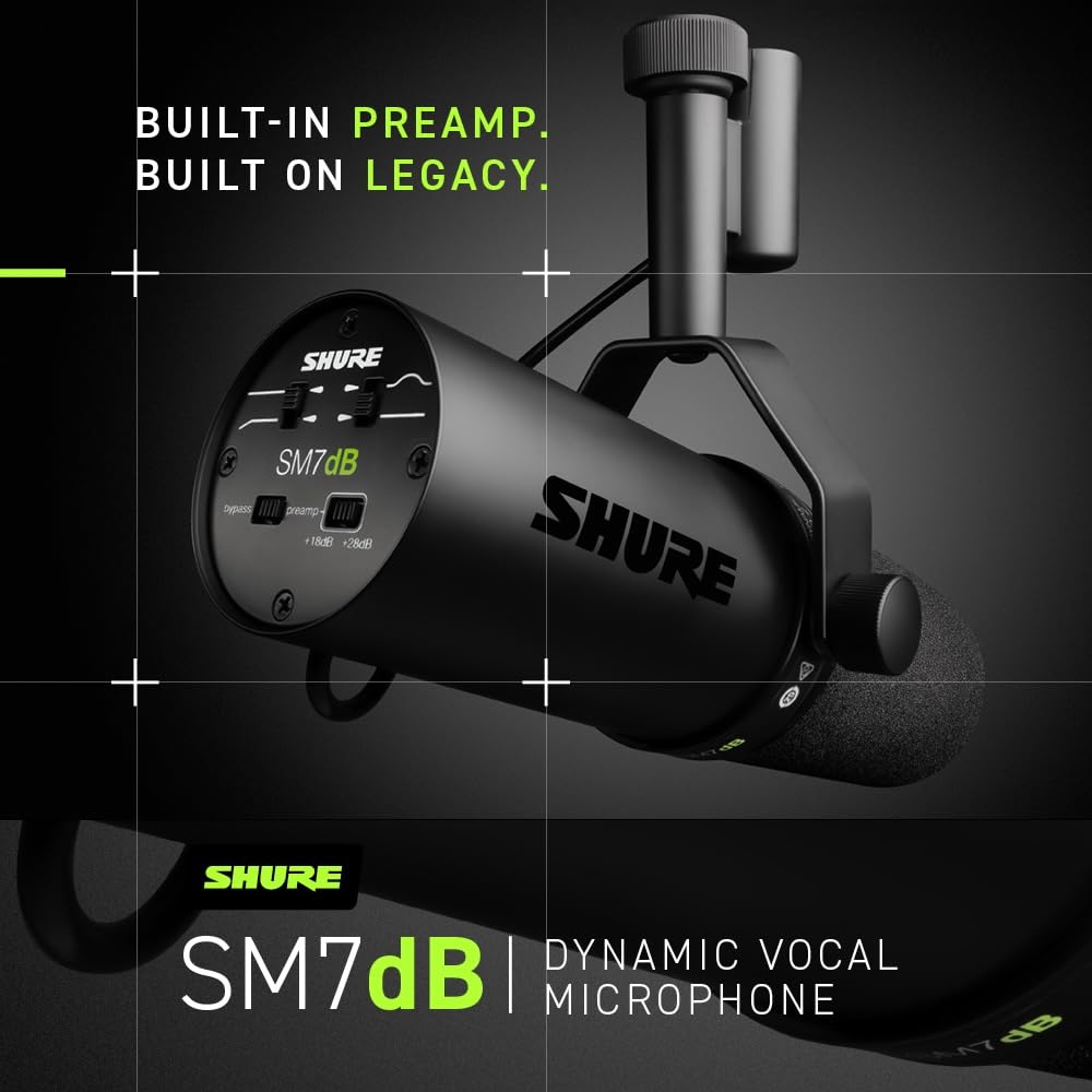 Shure SM7dB Dynamic Vocal Microphone with Built-in Preamp (Open Box)