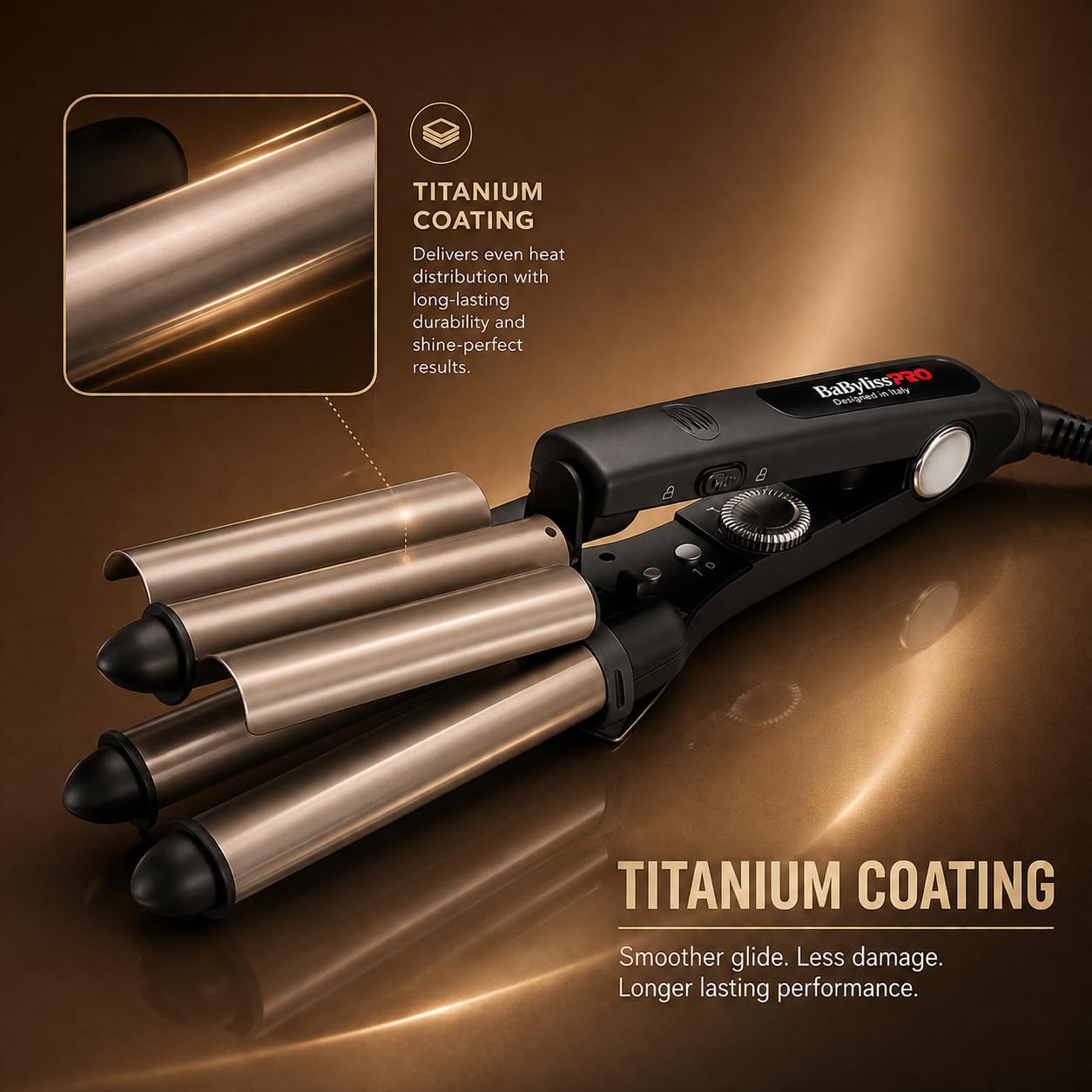 BaByliss Pro BAB2269TTE Titanium Tourmaline Triple Barrel Waver | Seal Pack