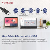 ViewSonic 16 Inch Full HD IPS Portable Touch Monitor,10 Point Capacitive Touch Screen, Bezel Less, 2 Way Powered 60W Charge Back One Cable Solution USB-C, 2 x Speakers -TD1655