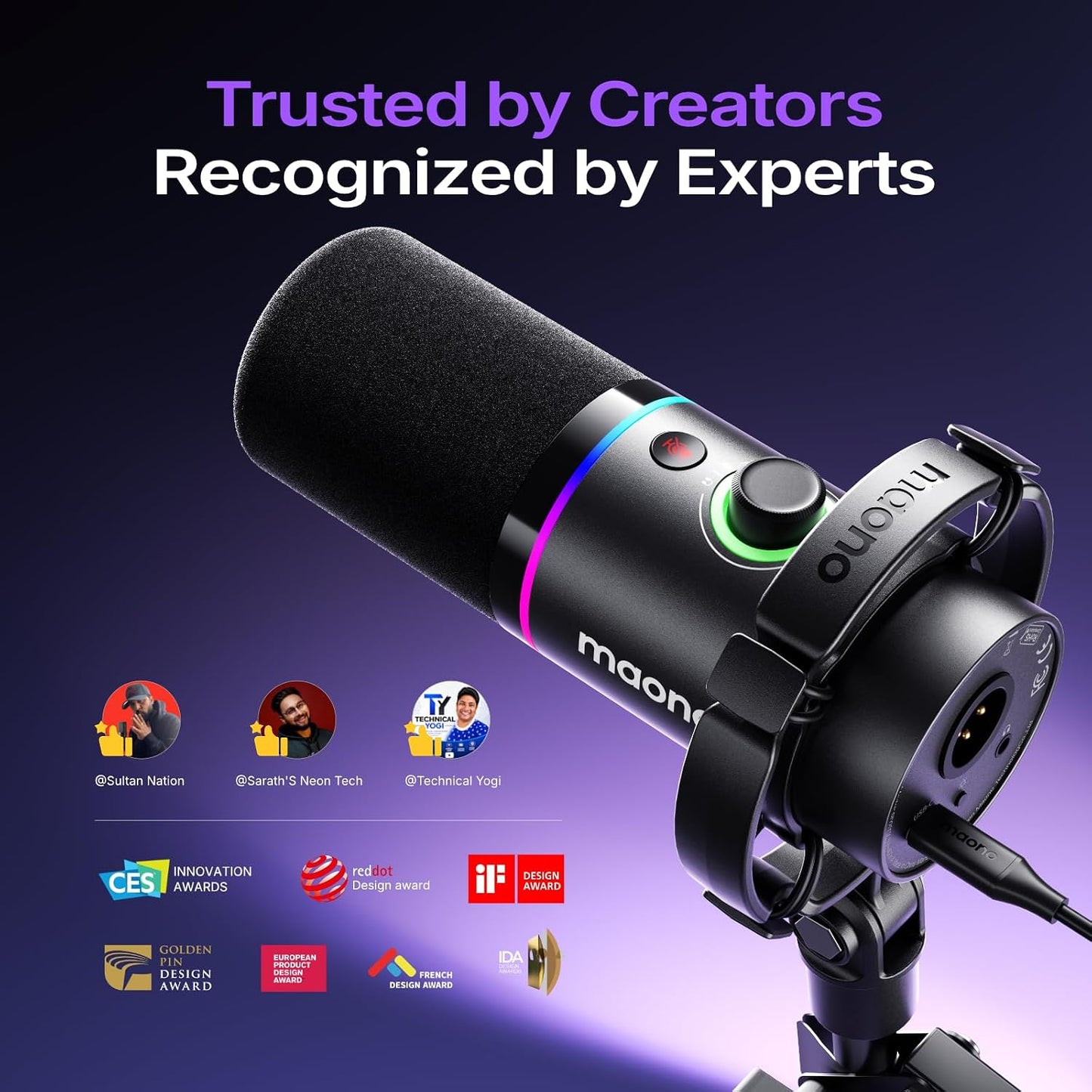 MAONO PD200XS XLR/USB Dynamic Microphone with Boom Arm – Black