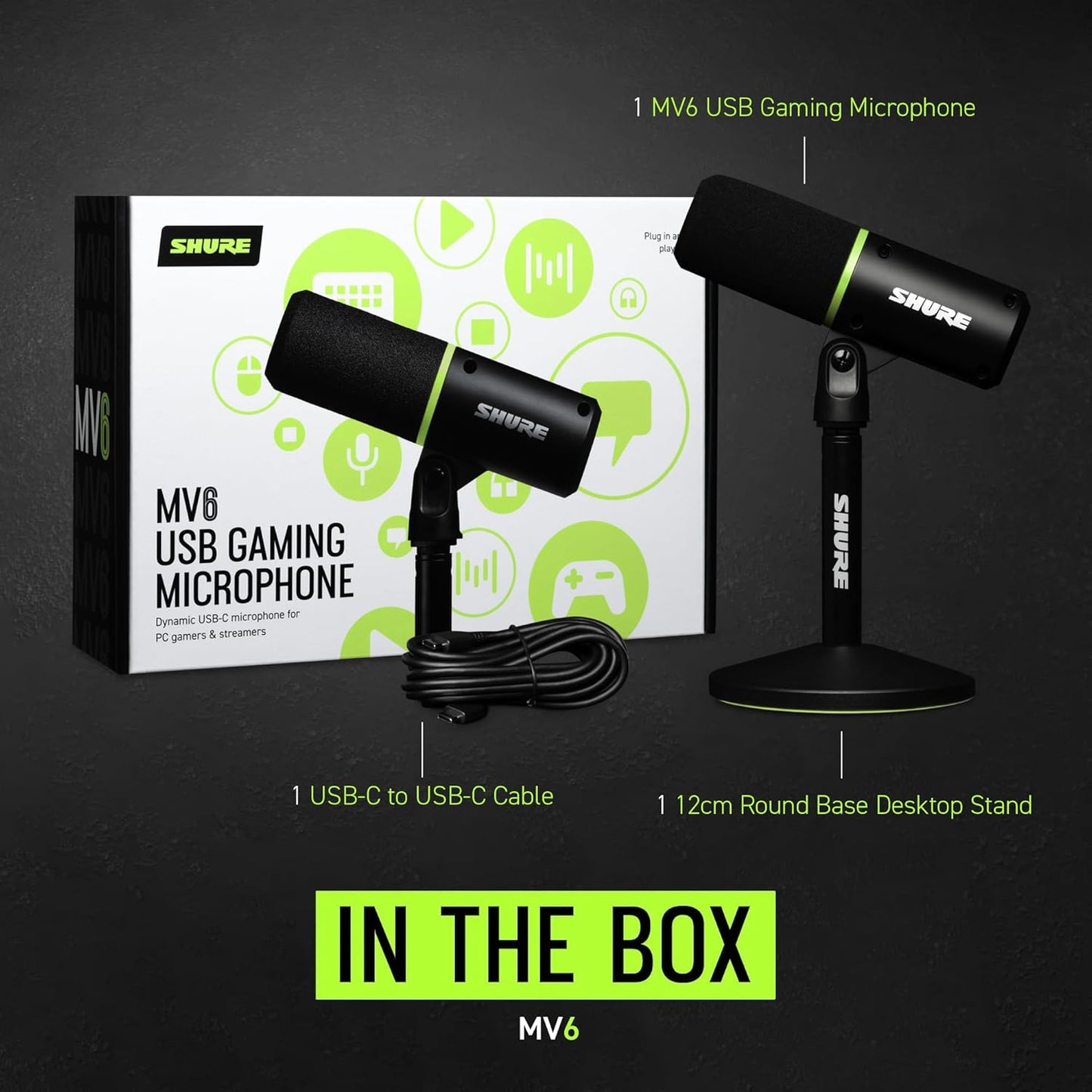 Shure MV6 Dynamic USB Gaming Microphone for Gaming & Streaming (New, Just Unboxed)