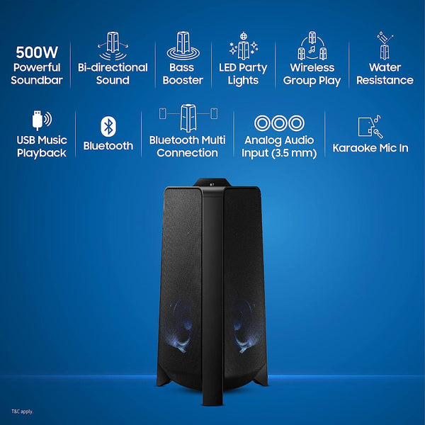 Resistant, (Water with – 500W Ch Party Speaker SAMSUNG Bluetooth Mic NewUnbox 2.0