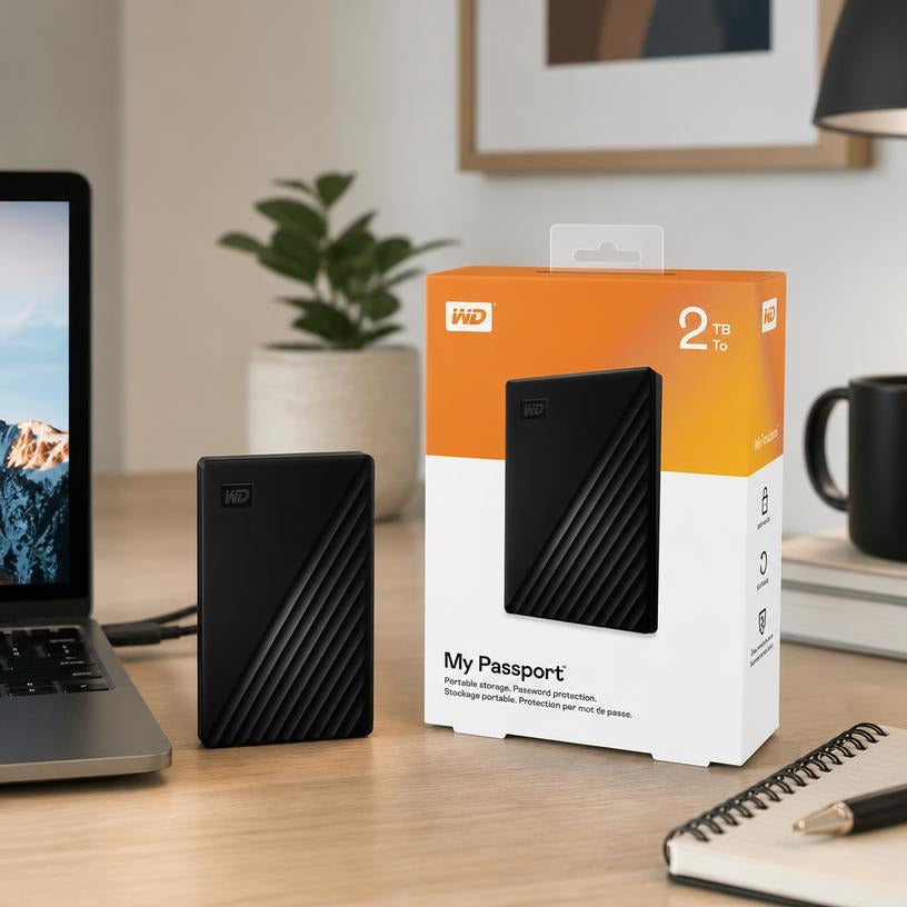 Western Digital WD 2TB My Passport Portable Hard Disk Drive - Black