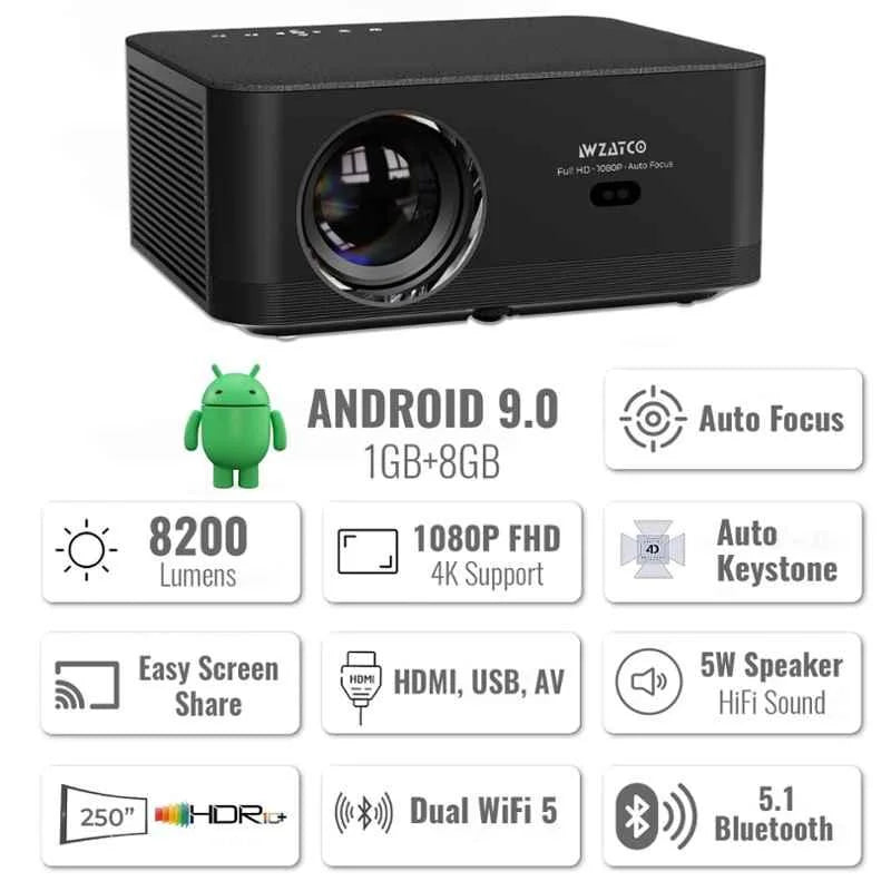 WZATCO Neo Fully Automatic Full HD Android Projector – Seal Pack
