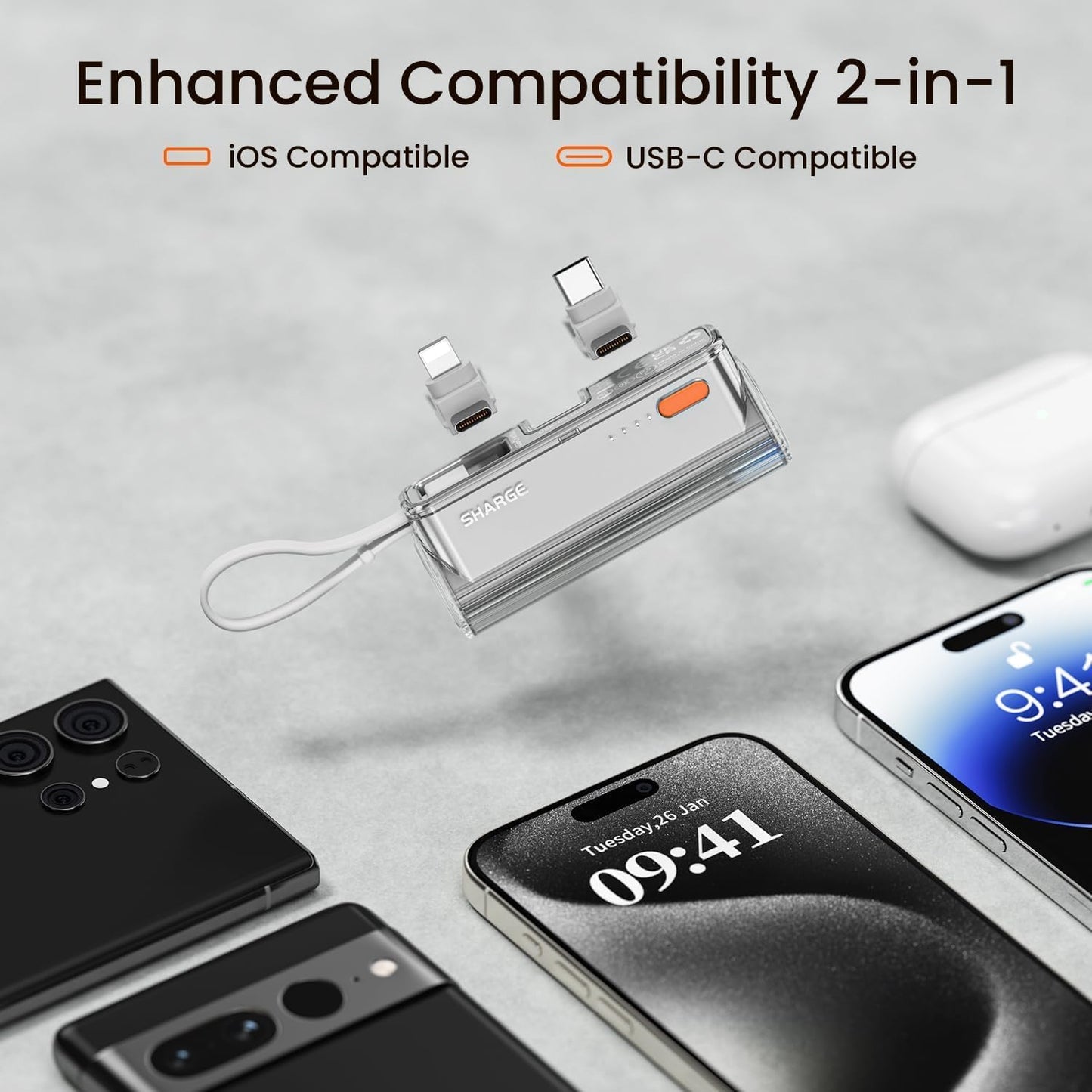 Sharge Flow Mini Portable Charger, 5000mAh Small Power Bank